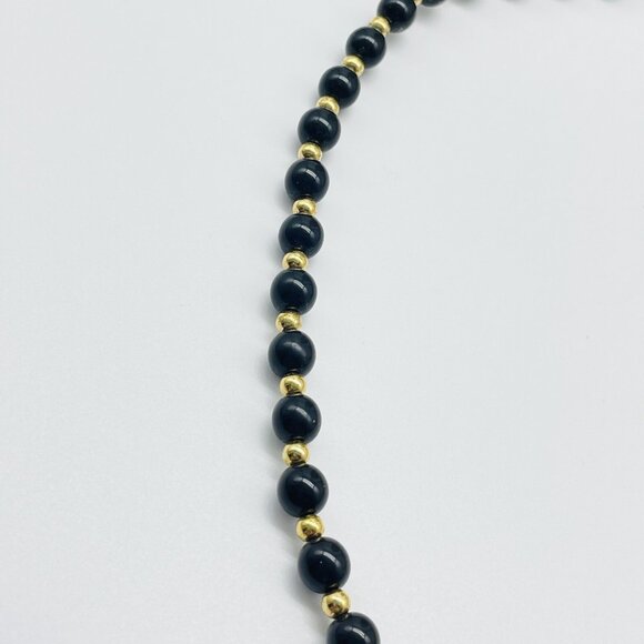 Vintage Monet Black Bead Necklace Signed - Picture 9 of 10